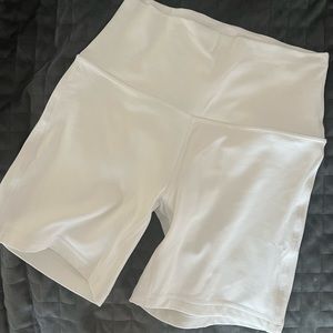 White 6in Lululemon Biker Shorts